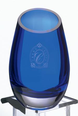Large Blue Crystal Vase