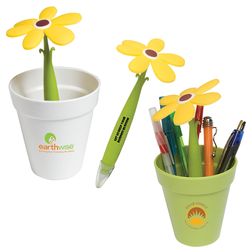 Eco Friendly Promotional Flower Shaped Pen with Desktop Pencil Holder