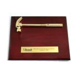 Gold Plated Hammer Wood Plaque