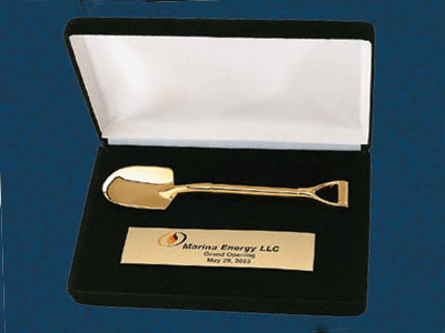 Gold Shovel in Black Presentation Box
