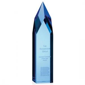 Ice Blue Crystal Pillar Desktop Award 