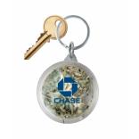 Shredded Currency Money Filled Round Keychain Tag