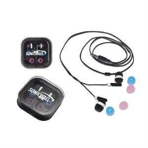 Ear Bud Headphones with Square Travel Case 