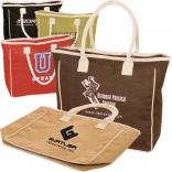 Zippered Jute and Cotton Tote