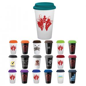 11 Oz. Double Walled Ceramic Tumbler with Silicone Lid