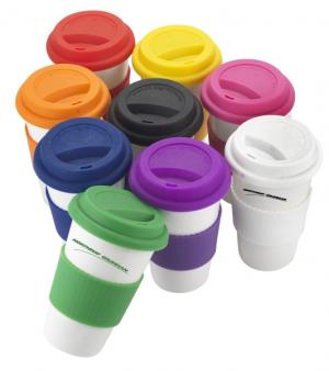 14 oz. Ceramic Tumbler with Ribbed Silicone Grip