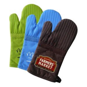 Cotton Canvas Oven Mitt with Silicone Stripes