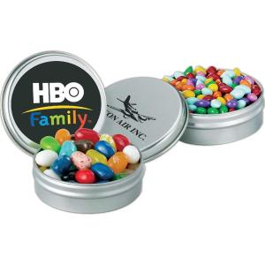 Assorted Jelly Beans in A Round Silver Tin