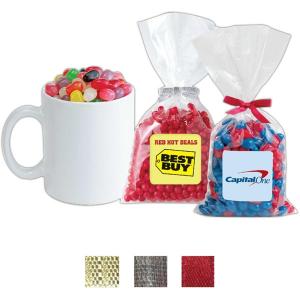 Mug Stuffer Assorted Jelly Beans in Poly Bag with Bow