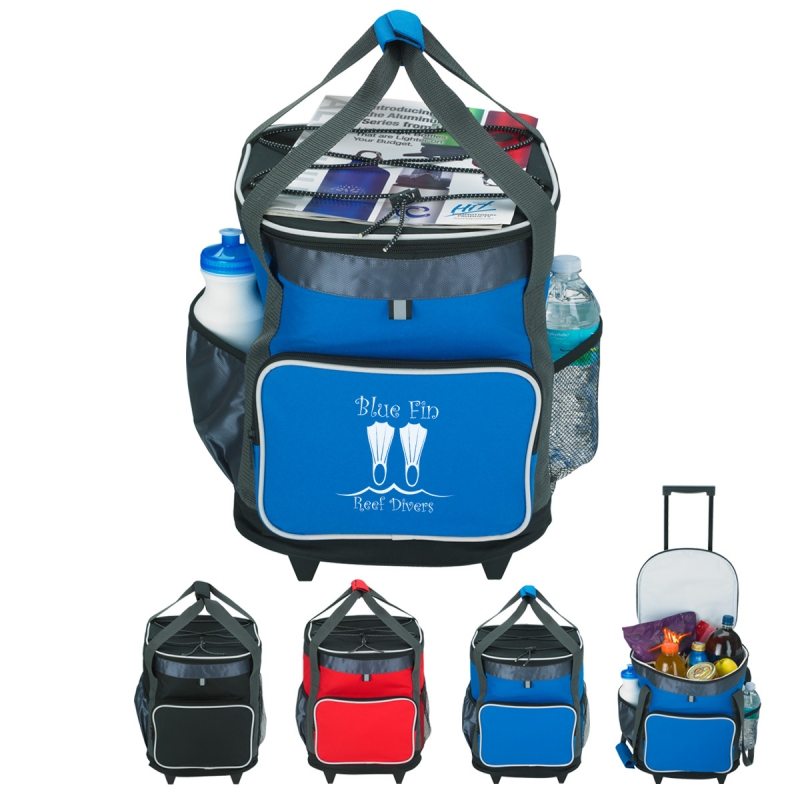Promotional Rolling Insulated Cooler with Carrying Handles