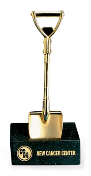Gold Shovel with Black Base Paperweight 