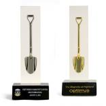 Ceremonial Shovel in Clear Block Paperweight/Award 