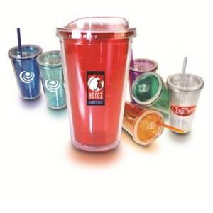 16 Oz. Hot/Cold Double Wall Tumbler with Straw 