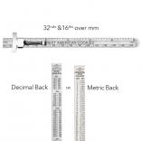 Custom Stainless Steel Pocket Ruler - Top 32nds and 16ths, Bottom mm