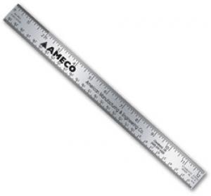 12&quot; Etched Stainless Steel Ruler: 2 Sided