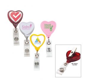 Heart Shaped Badge Reel with Alligator Clip 