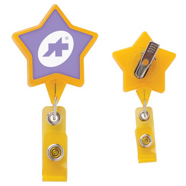 Promotional Large Star Shaped Badge Reel with Alligator Clip