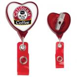 Large Heart Shaped Badge Reel with Alligator Clip 