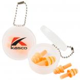 Bright Orange Ear Plugs w/ Round Keychain Case