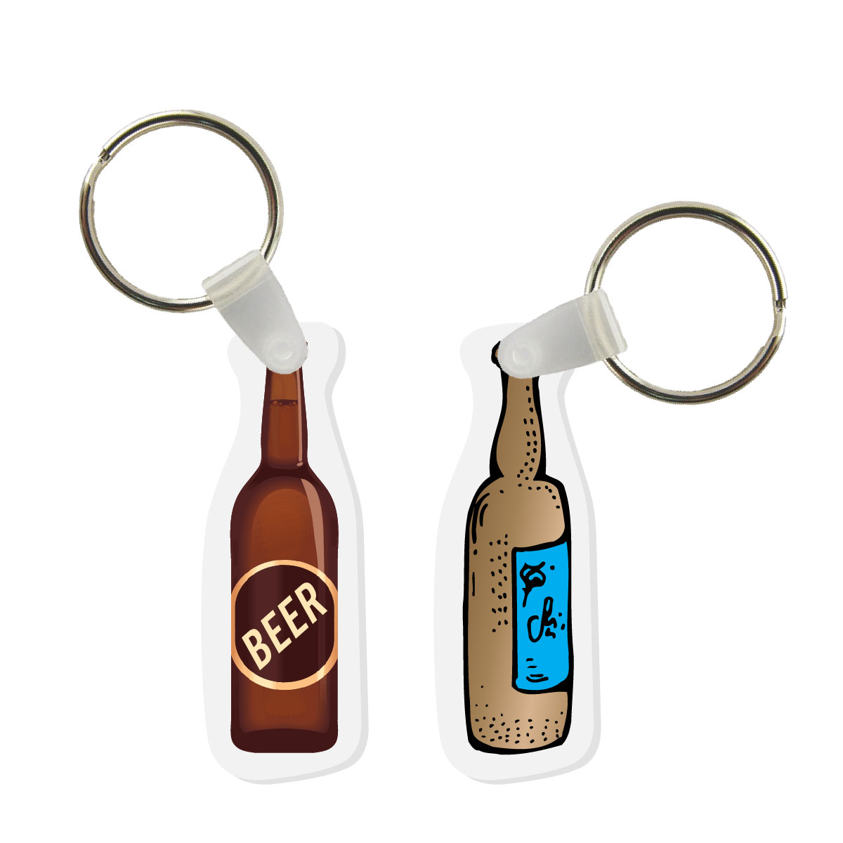 Custom Printed Beer Bottle Vinyl Keychain