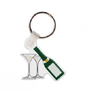 Champagne Bottle and Glasses Vinyl Keychain