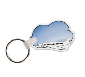 Custom Printed Airplane with Clouds Soft Vinyl Key Tag
