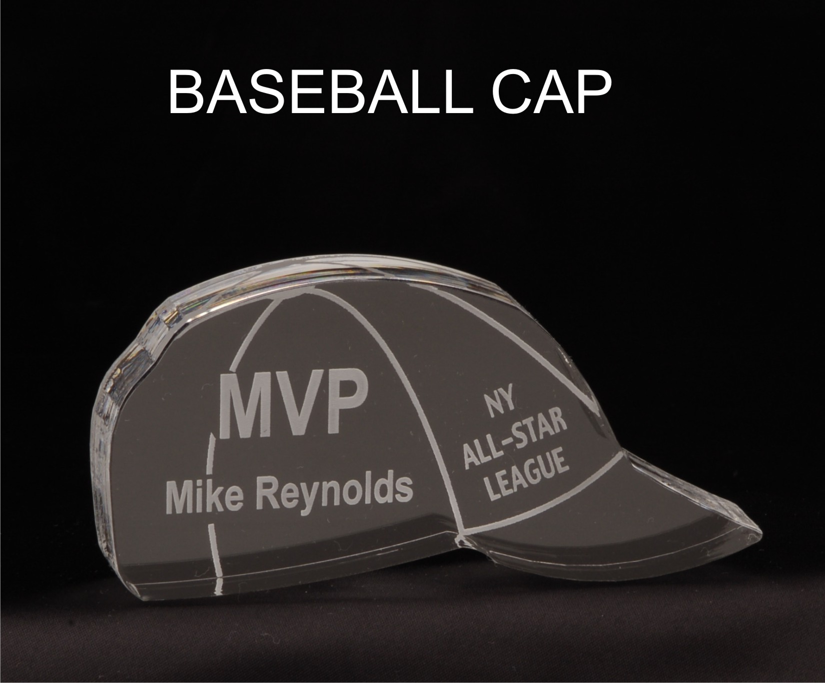 Baseball Hat Shaped Acrylic Award/Paperweight 