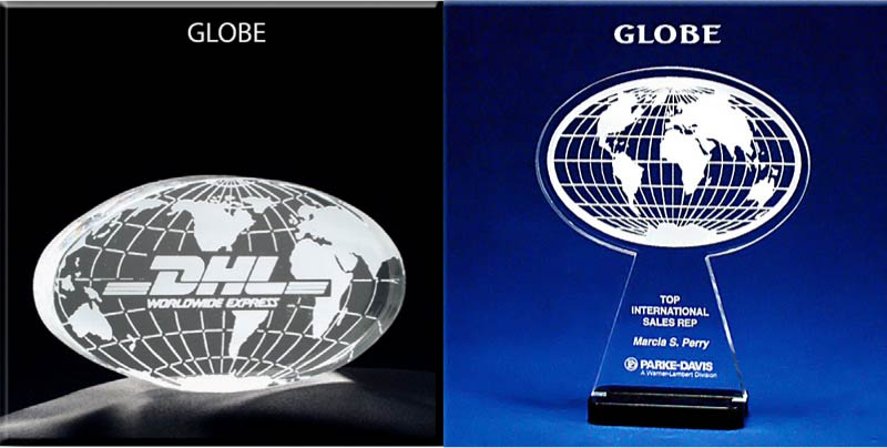 Promotional Oval Globe Shaped Acrylic Award/Paperweight 
