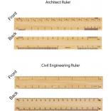 6" Wood Four Bevel Rulers for Architects and Civil Engineers
