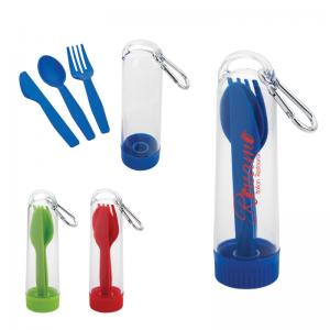 Portable Utensil Kit with Carabiner for Hiking/Camping 