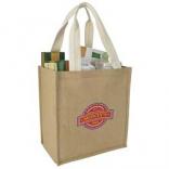 Natural Jute Grocery Tote Bag with Cotton Handles 