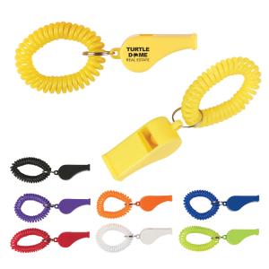 Plastic Whistle on Coil Wrist Band