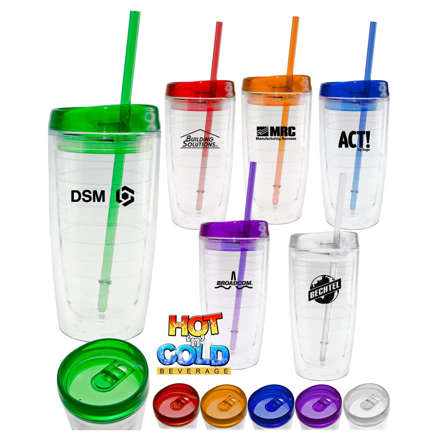 Colorful Tumblers with Matching Straw for Hot/Cold Drinks