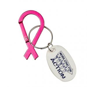 Breast Cancer Mini Ribbon Carabiner