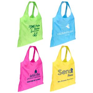 Over-the-Shoulder Folding Tote Bag with Snap &amp; Clip