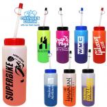 32 Oz. Color Changing Sports Water Bottle with Flexible Straw 