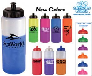32 Oz. Color Changing Sports Water Bottle with Push/Pull Cap 