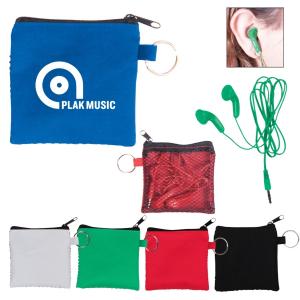 Color Ear Buds in Mesh Zip Pouch 