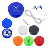 Ear Buds In Round Traveling Case