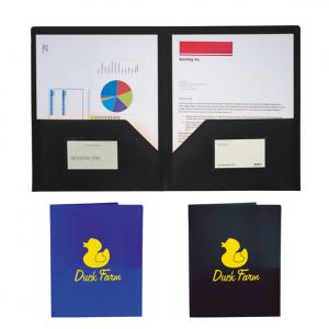 Transparent 2 Pocket Folder with Business Card Holder