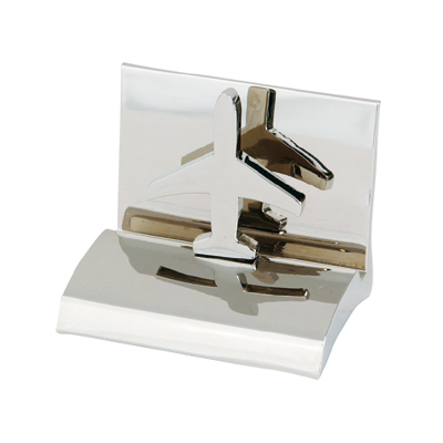 Shiny Metal Airplane Shaped Business Card Holder