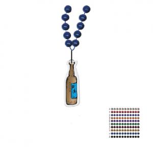 Mardi Gras Beaded Necklace With Soft Vinyl Medallion - Beer Bottle Shape