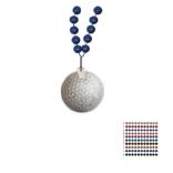 Mardi Gras Beaded Necklace With Soft Vinyl Medallion - Golf Ball Shape