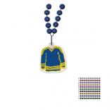 Mardi Gras Beaded Necklace With Soft Vinyl Medallion - Hockey Jersey Shape