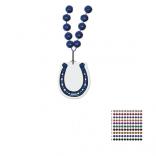 Mardi Gras Beaded Necklace With Soft Vinyl Medallion - Horseshoe Shape