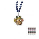 Mardi Gras Beaded Necklace With Soft Vinyl Medallion - Paw Shape
